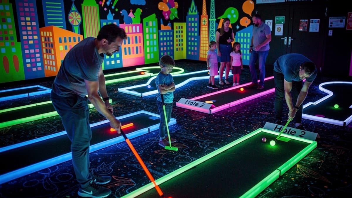 KI-generiertes Bild zu Schwarzlicht Minigolf