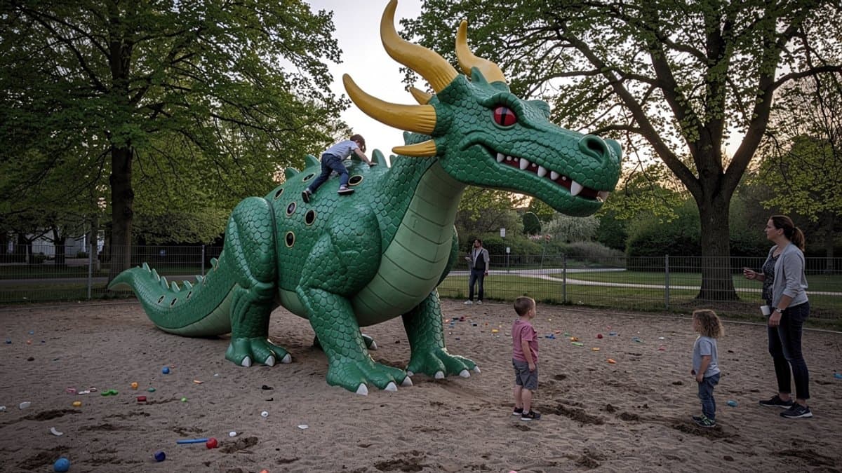 KI-generiertes Bild zu Drachen-Spielplatz Katendeich