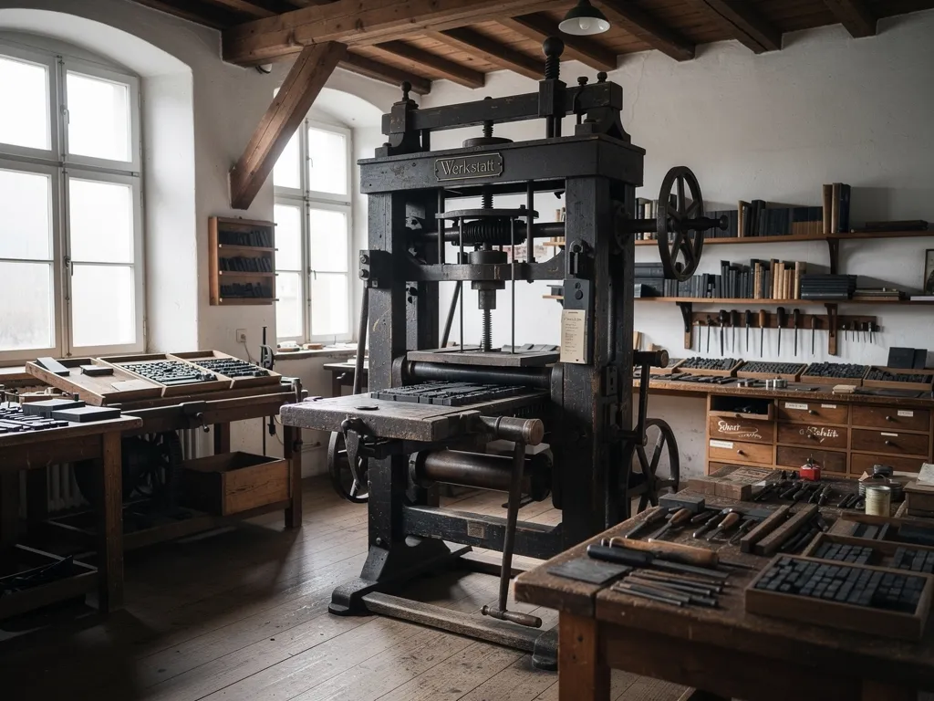 Holzletternfräse: Buchdruck-Handwerk im Museum der Arbeit